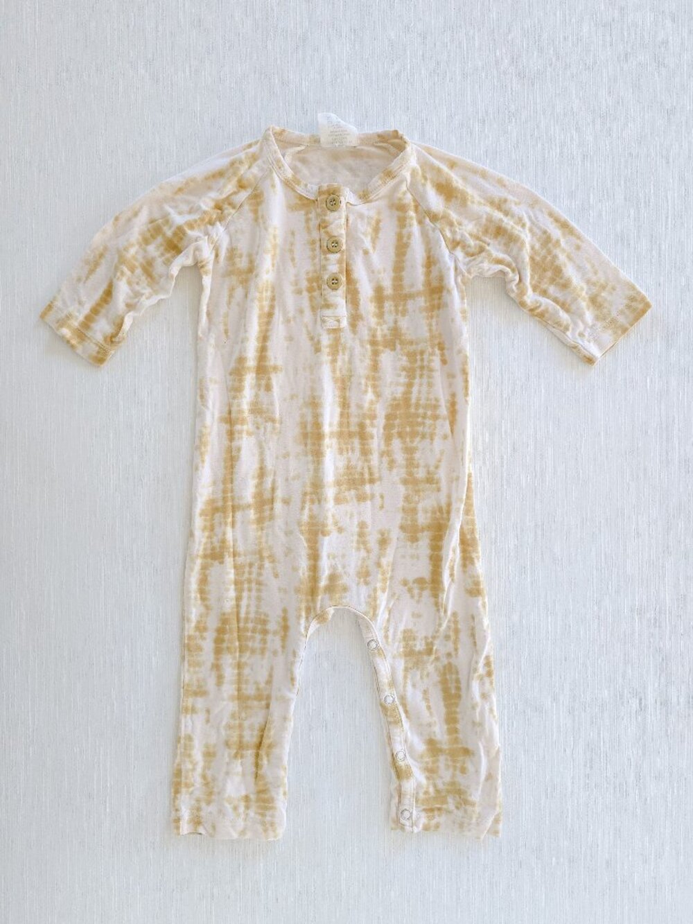 Kate Quinn The Woods Yellow Shibori Button Front Union Suit 12-18 Months